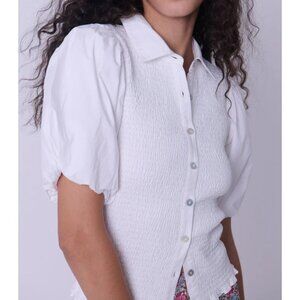 Love The Label Women's White Puff Sleeve Short Sleeve Top Small New with Tag